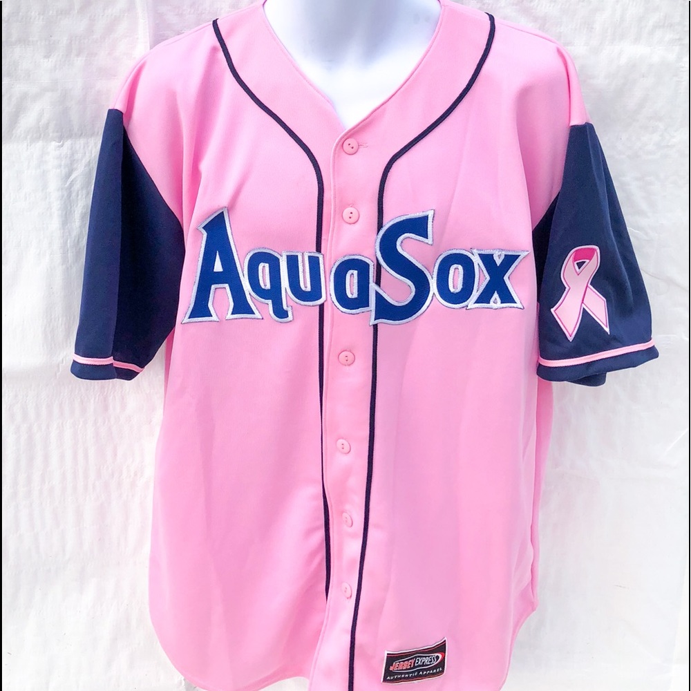 ⚾️2006 Aquasox Steven Baron signed Jersey breastcancer awareness
